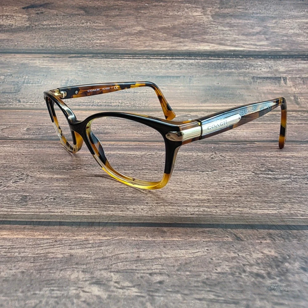 Coach HC 6065 5438 Black Tortoise Cat Eye Eyeglasses Frames 51-17-135 Men Women